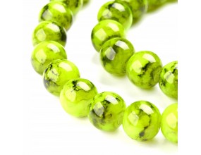 Koraliki Szklane Marmurki Neonowe Żółte Kule 8mm 20szt