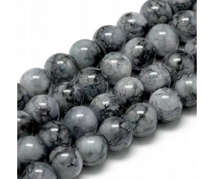 Koraliki Szklane Marmurki Szare Siwe Kulki 8mm 20szt