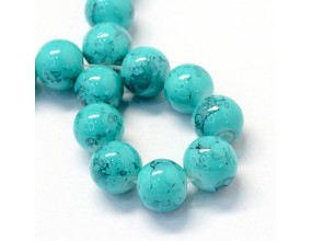 Koraliki Szklane Marmurki Seledynowe Kulki 8mm 20szt
