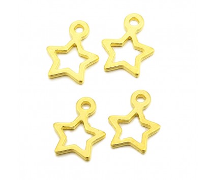 ZAWIESZKI CHARMS GWIAZDKI 10x12mm k. srebrny 4szt metal