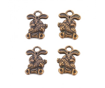 ZAWIESZKA CHARMS KRÓLIK 15mm 4szt metalowa