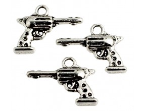 Zawieszka metal CHARMS 15x20x4mm PISTOLET 3sztuki