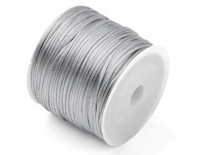 Sznurek Jubilerski Satynowy Nylonowy 1mm 30m Szary Szpula