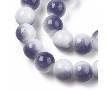 Koraliki Szklane Powlekane Kulki Dwubarwne Szare 8mm 20szt