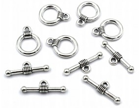 Zapięcie Ozdobne Toggle do Bransoletki Kółeczko i Patyk 15x11mm 5 kompletów