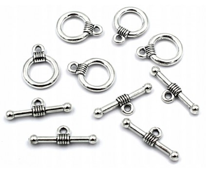 Zapięcie Ozdobne Toggle do Bransoletki Kółeczko i Patyk 15x11mm 5 kompletów