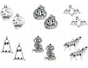 Zawieszki Wisiorki Halloween Zawieszka Charms Dynia Duch Sowa Mix 12sz 6par