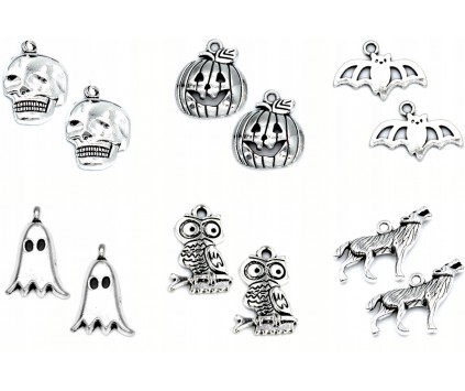 Zawieszki Wisiorki Halloween Zawieszka Charms Dynia Duch Sowa Mix 12sz 6par