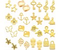 Zawieszki Wisiorki do Bransoletek Metalowe Charms Złote Mix 32szt 16par