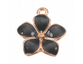 Zawieszka emaliowana charms KWIAT KWIATEK 16x14mm CZARNY 1szt
