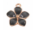 Zawieszka emaliowana charms KWIAT KWIATEK 16x14mm CZARNY 1szt