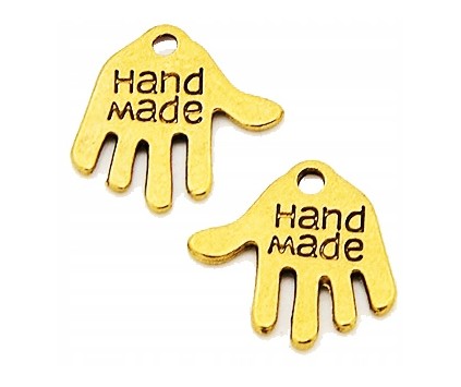 ZAWIESZKA DŁOŃ RĘKA HAND MADE METAL ZŁOTY 4szt
