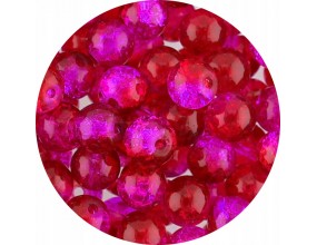 KORALIKI SZKLANE CRACKLE "SPĘKANE" RÓŻOWO-CZERWONE8mm 50szt