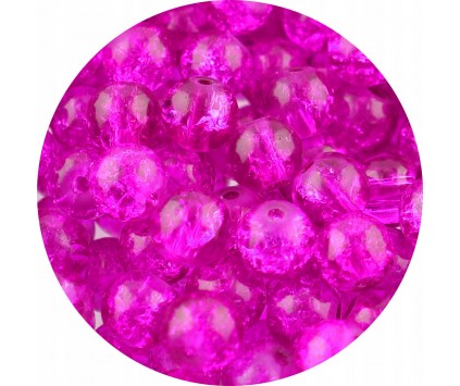 KORALIKI SZKLANE CRACKLE "SPĘKANE" RÓŻOWE CIEMNE 8mm 50szt
