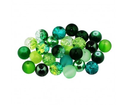 Koraliki szklane 8mm MIX 30szt seledynowo-zielony