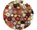 ZESTAW KORALIKÓW MIX 50sz 25 PAR KORALIKI BRĄZ-BEŻ