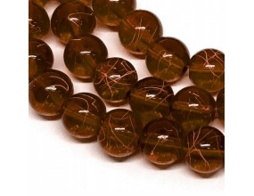 Koraliki Szklane Nici Transparentne 8mm Kulki Brązowe Ciemne 20szt