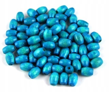 Koraliki drewniane oliwki 8x5 mm niebieskie 30szt