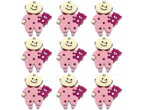 KORALIKI DREWNIANE BABY SHOWER OZDOBY BOBAS DZIECKO NIEMOWLĘ DZIDZIA 9szt