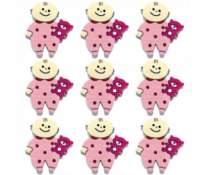 KORALIKI DREWNIANE BABY SHOWER OZDOBY BOBAS DZIECKO NIEMOWLĘ DZIDZIA 9szt