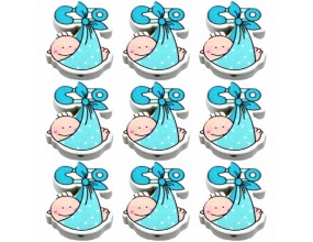 KORALIKI DREWNIANE BABY SHOWER OZDOBY BOBAS DZIECKO NIEMOWLĘ DZIDZIA 9szt