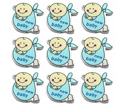 KORALIKI DREWNIANE BABY SHOWER OZDOBY BOBAS DZIECKO NIEMOWLĘ DZIDZIA 9szt