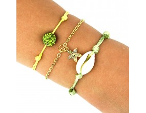BRANSOLETKA ZESTAW BIAŁA MUSZELKA SHAMBALLA CHARMS