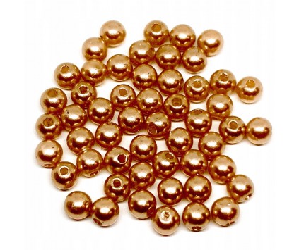 KORALIKI PEREŁKI 6mm 80szt PERŁY ŚLUB AKRYL BRĄZ
