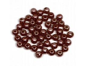 KORALIKI PEREŁKI 6mm 80szt PERŁY ŚLUB AKRYL BRĄZ C