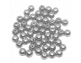 KORALIKI PEREŁKI 6mm 80szt PERŁY ŚLUB AKRYL SIWE