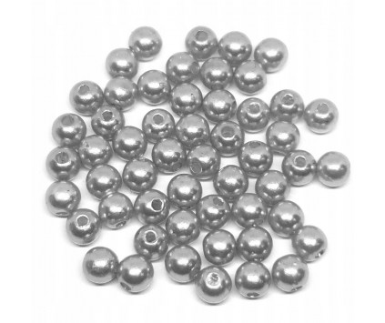 KORALIKI PEREŁKI 6mm 80szt PERŁY ŚLUB AKRYL SIWE