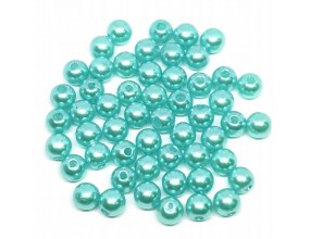 KORALIKI PEREŁKI 6mm 80szt PERŁY ŚLUB AKRYL TURKUS