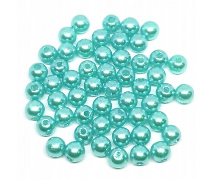 KORALIKI PEREŁKI 6mm 80szt PERŁY ŚLUB AKRYL TURKUS