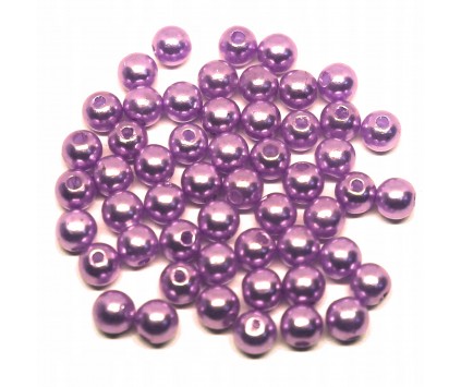 KORALIKI PEREŁKI 6mm 80szt PERŁY ŚLUB AKRYL FIOLET