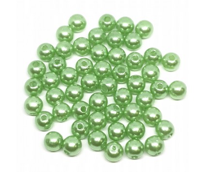 KORALIKI PEREŁKI 6mm 80szt PERŁY ŚLUB AKRYL ZIELO