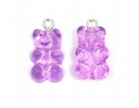 Zawieszka Miś Misie Miśki Żywica 22mm 2szt Fiolet