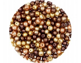 Perła Perły Perełki Szklane 4mm 50sz mix Brąz-złot