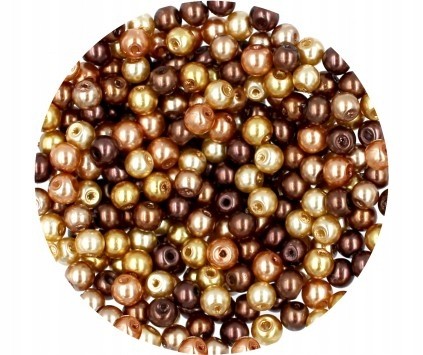 Perła Perły Perełki Szklane 4mm 50sz mix Brąz-złot