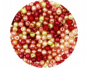 Perła Perły Szklane 4mm 50szt mix Pomarańcz-czerwo