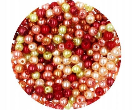 Perła Perły Szklane 4mm 50szt mix Pomarańcz-czerwo