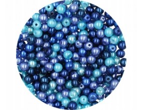 Perła Perły Perełki Szklane 4mm 50sz mix Niebieski