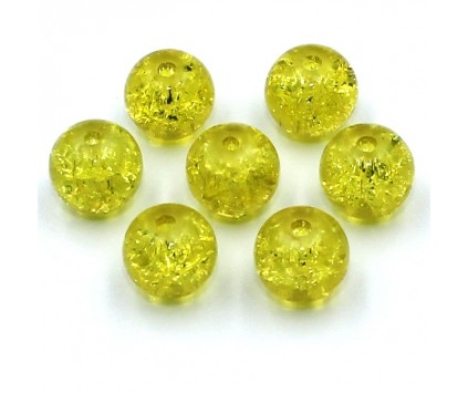 Koraliki szklane Crackle 8mm żółte 14 szt.