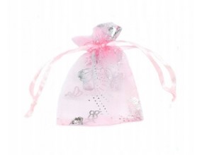 Woreczek Organza Różowa Motylki 9x7cm 1szt