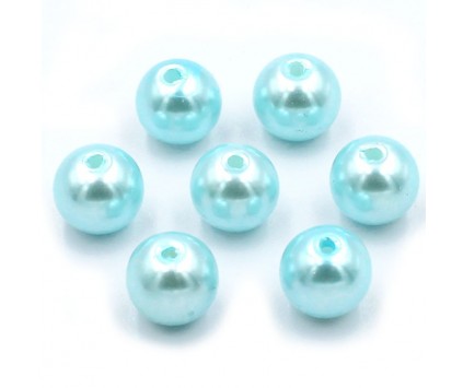 Koraliki perły szklane perła 8mm błękitne