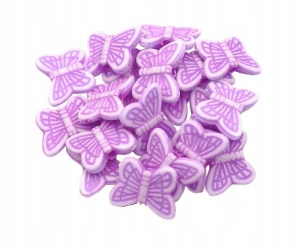 Koraliki MOTYLKI Motyl Pastelowe Fioletowe 20szt