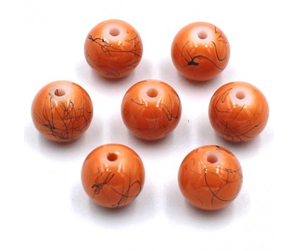 KORALIKI SZKLANE POWLEKANE NICI 8mm pomarań. 14szt