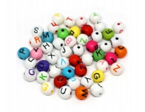 Koraliki Literki Litery Kule 8mm Alfabet Mix 50szt