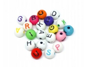 Koraliki Literki Litery Kule 8mm Alfabet Mix 20szt