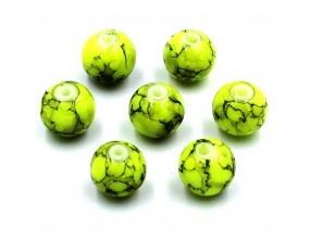 Koraliki szklane powlekane 8mm Marmurki neon