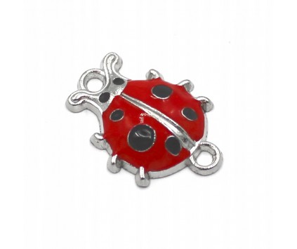 Łącznik Emaliowany do Bransoletki Biedronka 26x19x5mm 1szt Metal Srebrny